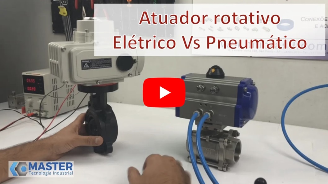 vídeo mostrando a diferença entre atuadores elétricos e atuadores pneumáticos