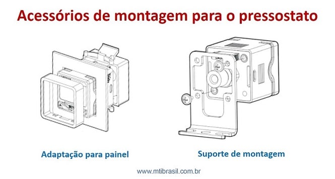 imagem dos acessórios de montagem do pressostato eletronico