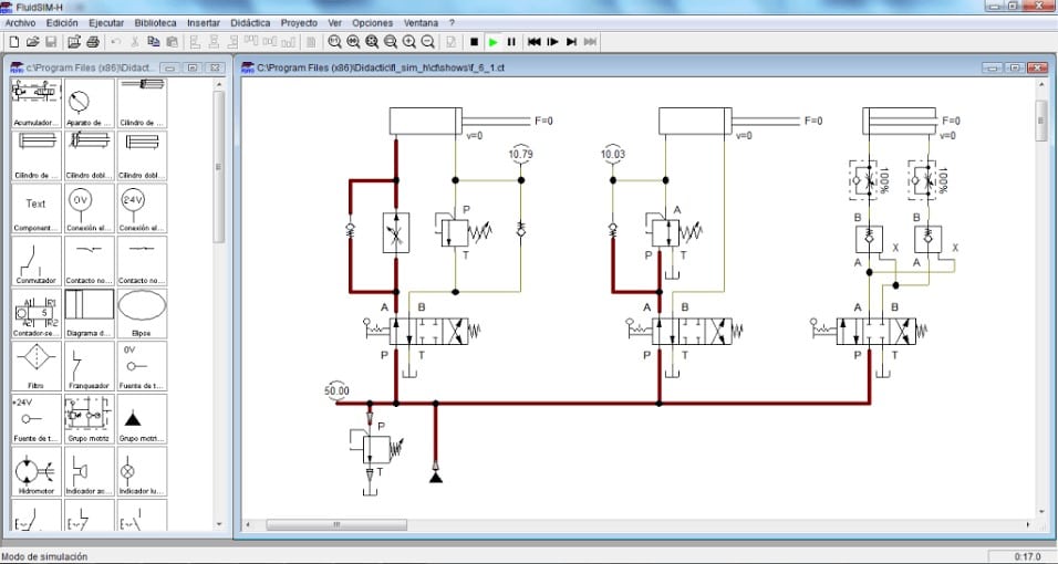 imagem de circuito pneumático criado com o fluidsim