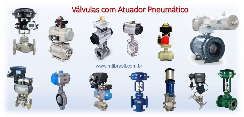 imagem de válvulas com atuadores pneumáticos