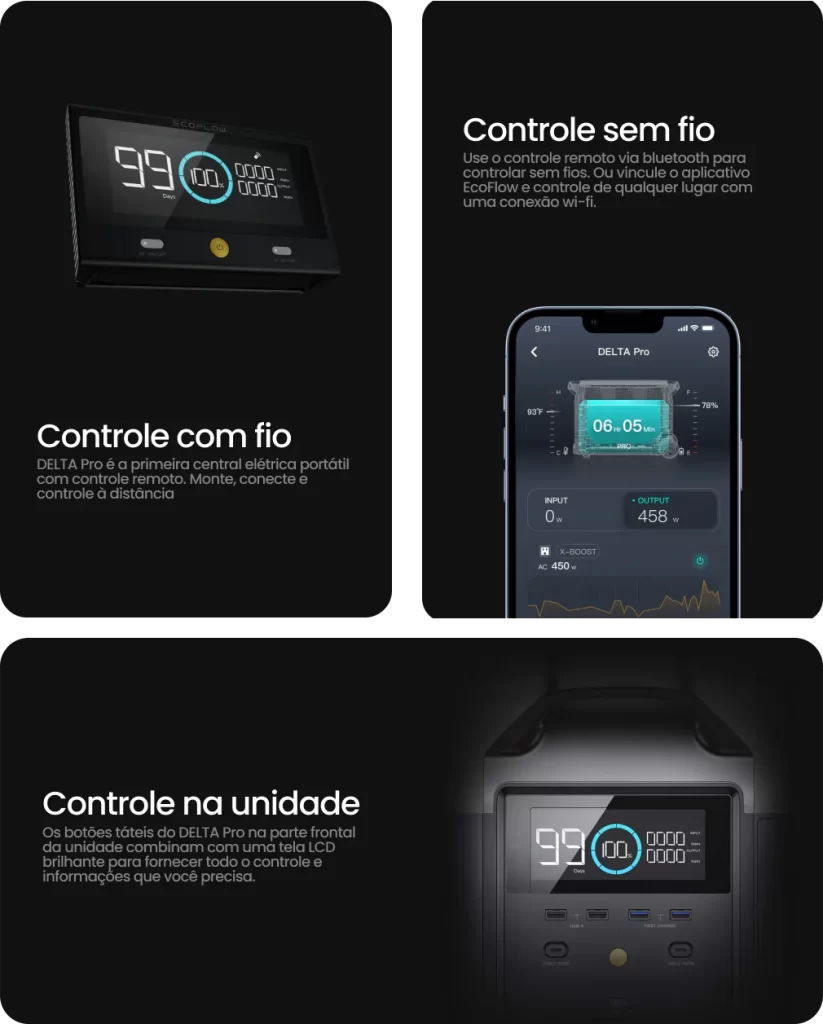 Ecoflow Delta PRO controle pelo celular ou local